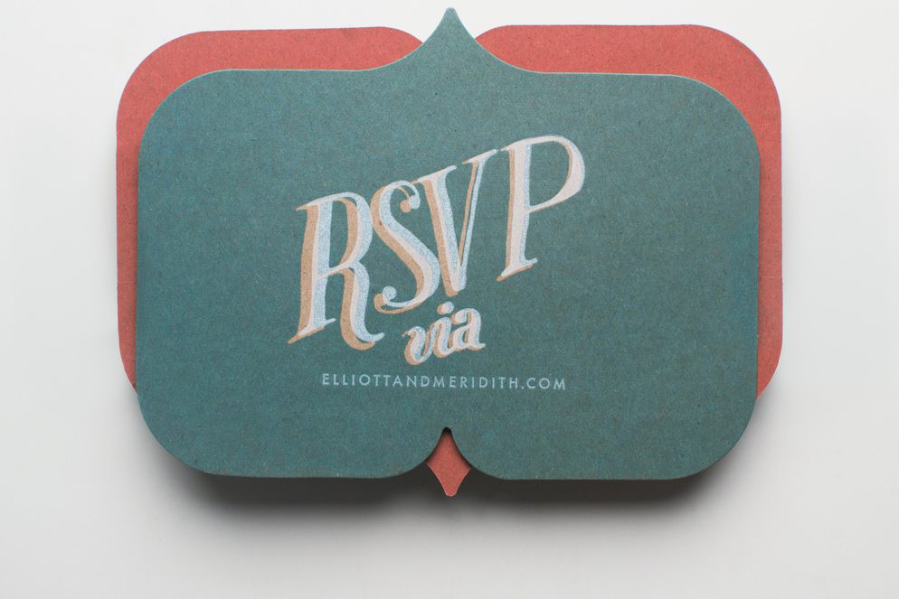 Back of the invite, which reads RSVP via elliottandmeridith.com